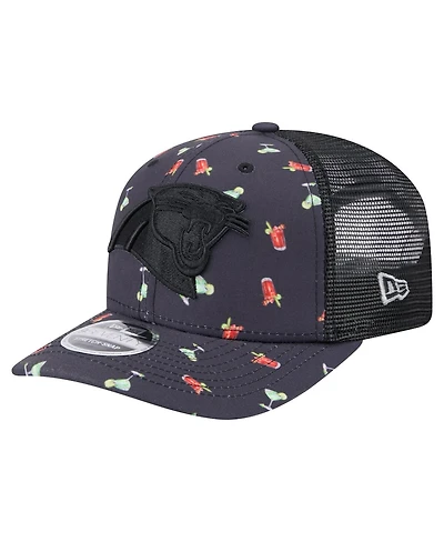 New Era Men's Navy/Black Carolina Panthers Adventure Drinks Pattern 9SEVENTY Stretch Snap Hat
