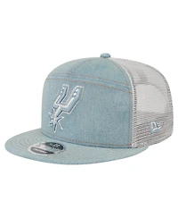 New Era Men's San Antonio Spurs Adventure Denim Split Panel 9FIFTY Snapback Trucker Hat