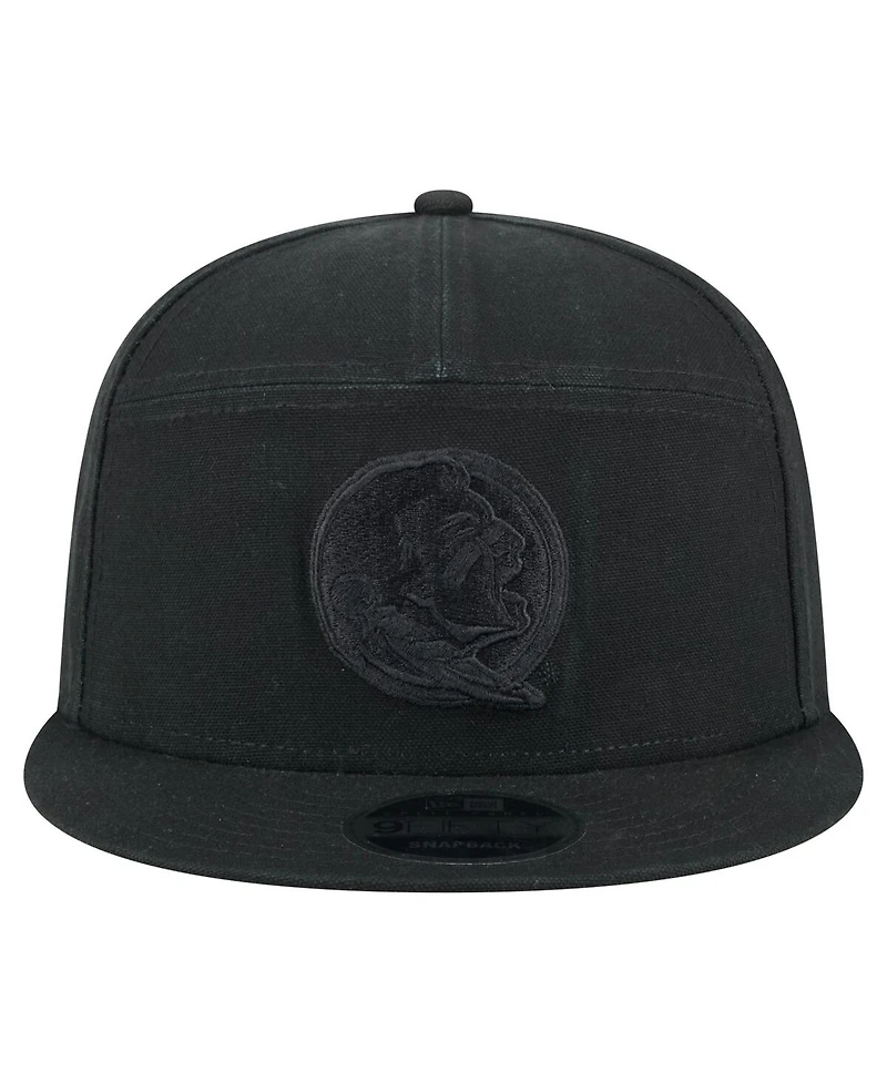 New Era Men's Black Florida State Seminoles Adventure Canvas Split Panel 9FIFTY Snapback Hat