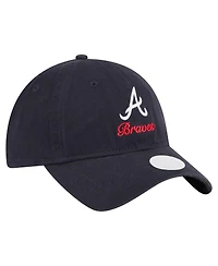 New Era Women's Navy Atlanta Braves Preppy Team 9TWENTY Adjustable Hat