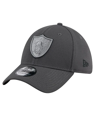 New Era Men's Graphite Las Vegas Raiders Main 39THIRTY Flex Hat