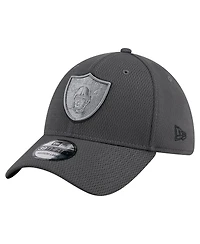 New Era Men's Graphite Las Vegas Raiders Main 39THIRTY Flex Hat