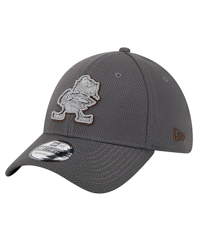 New Era Men's Graphite Cleveland Browns Throwback Logo Main 39THIRTY Flex Hat