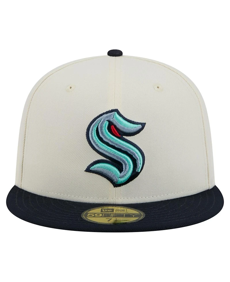 New Era Men's White Seattle Kraken Chrome Two-Toned 59FIFTY Fitted Hat
