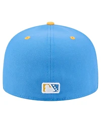 New Era Men's Blue/Yellow Myrtle Beach Pelicans Authentic Collection 59FIFTY Fitted Hat