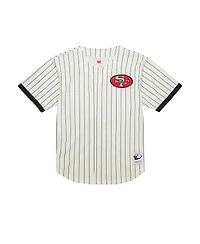 Mitchell & Ness Men's Cream San Francisco 49ers Final Seconds Vintage Logo Mesh Button-Up Shirt