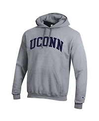 Champion Men's Heather Gray UConn Huskies Basic Arch Fleece Pullover Hoodie
