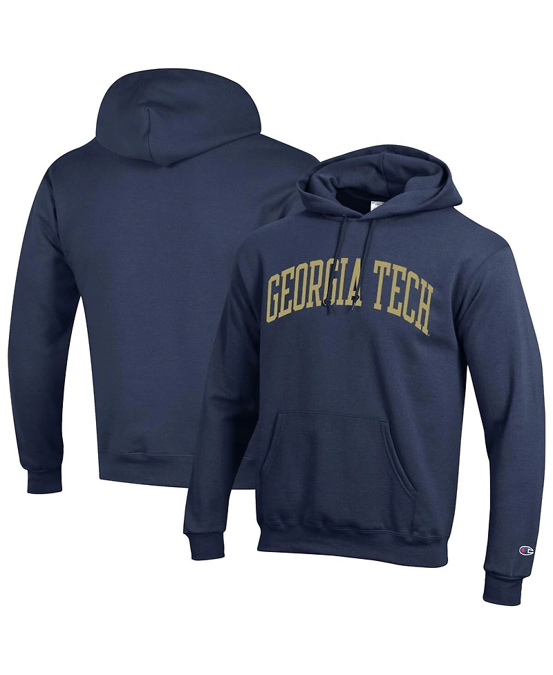 Champion Men's Navy Georgia Tech Yellow Jackets Basic Arch Fleece Pullover Hoodie