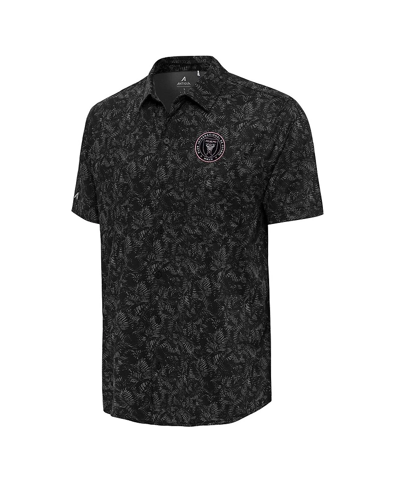 Antigua Men's Black Inter Miami Cf Lush Woven Button-Up Shirt