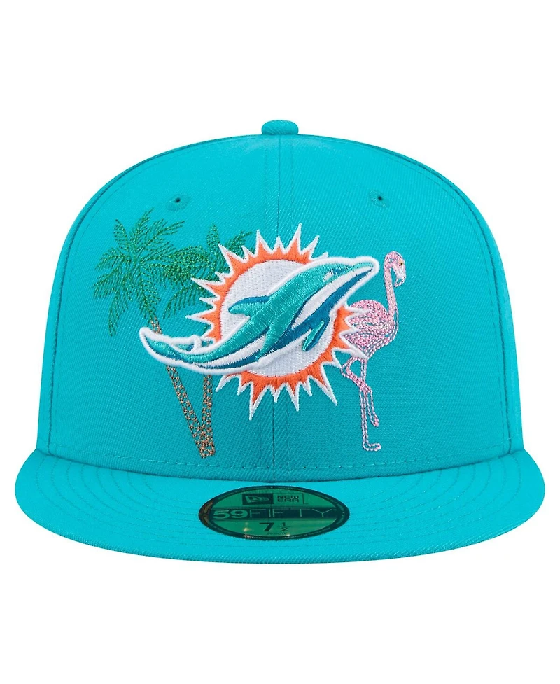 New Era Men's Aqua Miami Dolphins State Stitch 59FIFTY Fitted Hat