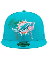 New Era Men's Aqua Miami Dolphins State Stitch 59FIFTY Fitted Hat