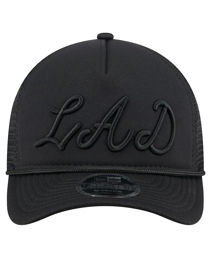 New Era Men's Black Los Angeles Dodgers City Initial 9FORTY A-Frame M-Crown Adjustable Trucker Hat