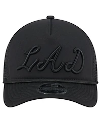 New Era Men's Black Los Angeles Dodgers City Initial 9FORTY A-Frame M-Crown Adjustable Trucker Hat