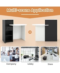 Front Reception Office Desk with Open Shelf and Lockable Drawer