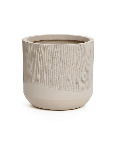 LuxenHome Tan 11.4-Inch Tall Round MgO Planter