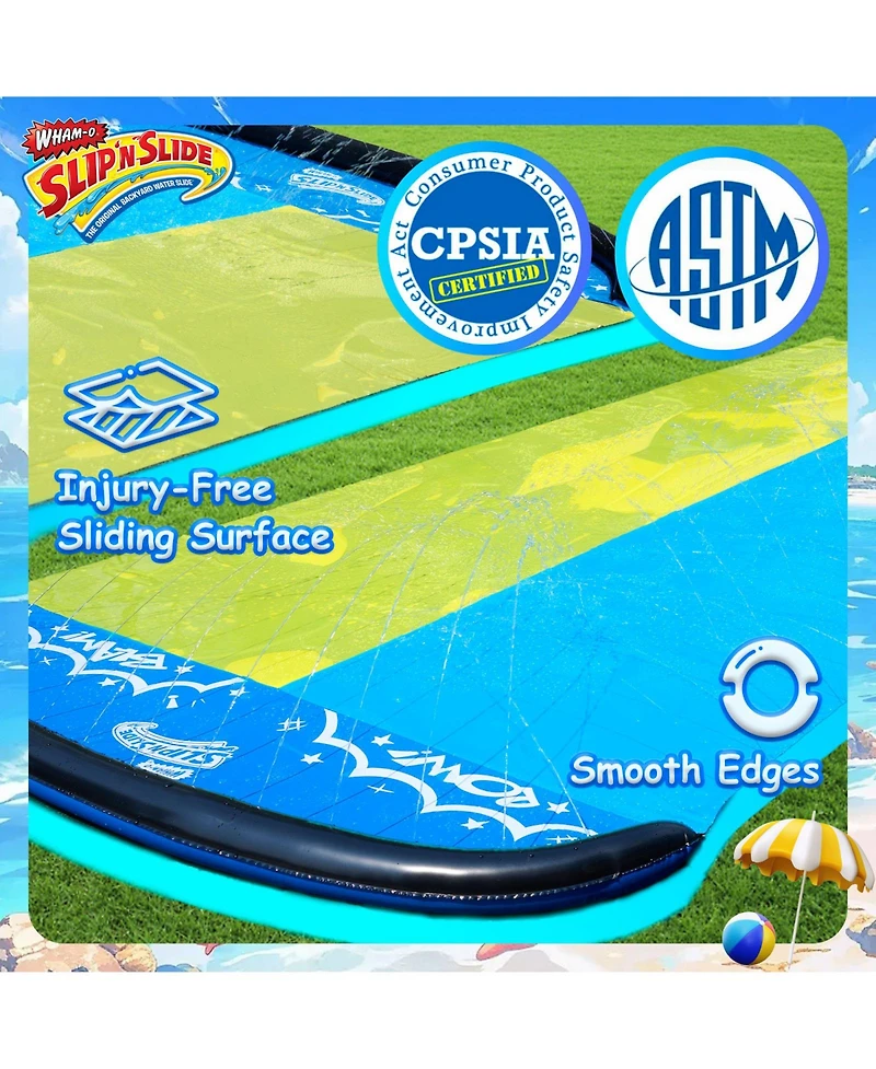 Wham-o Slip N Slide Double Wave Rider 18ft with Boogie, for Kids 5-12 Years Summer Toys Easy Setup