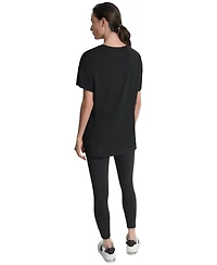 Dkny Sports Women's Rhinestone-Logo Drop-Shoulder T-Shirt