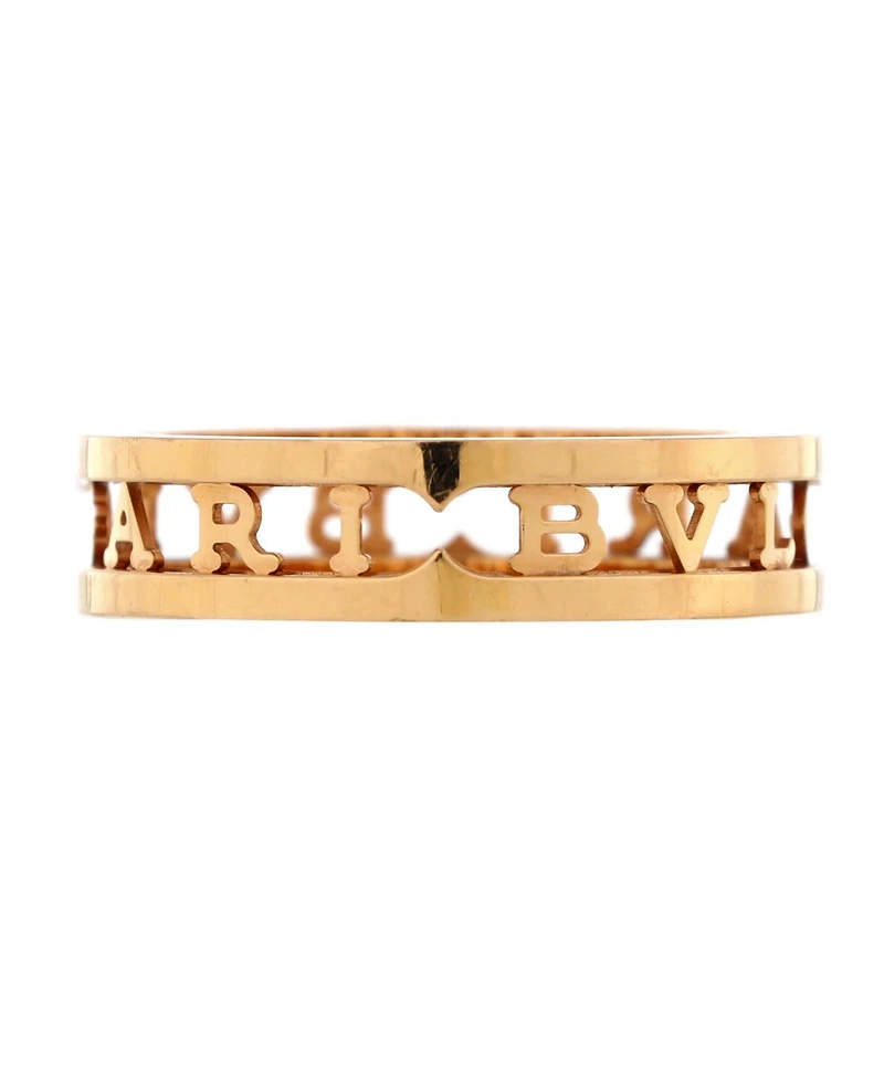 Pre-Owned Bvlgari B.Zero1 Logo Openwork Ring 18K Rose Gold