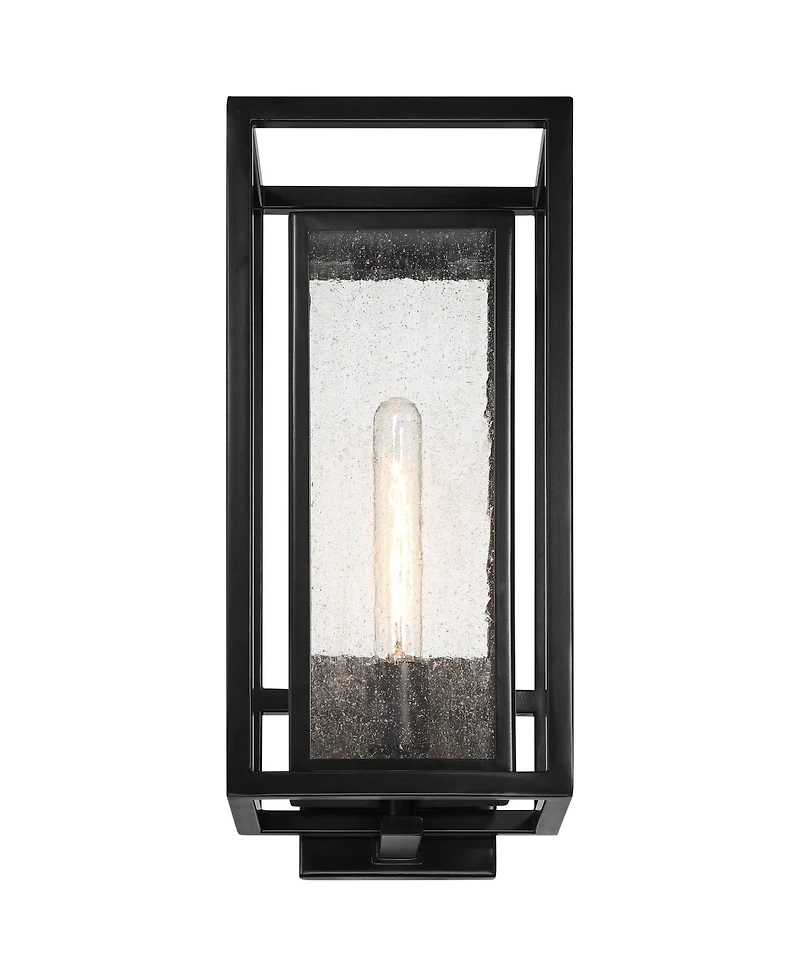 Amir 18" High Modern Outdoor Wall Light Fixture Mount Porch House Exterior Outside Weatherproof Black Clear Seeded Glass Shade Front Door Patio G