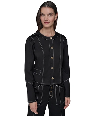 Karl Lagerfeld Paris Women's Cropped Denim Jacket