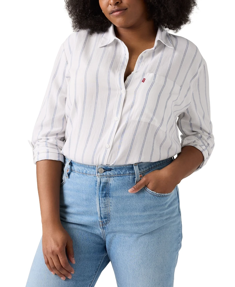 Levi's Plus Darlene Striped Linen-Blend Shirt