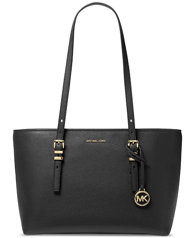 Michael Kors Quinn Large Leather East West Top Zip Tote