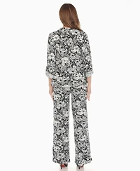 White Mark Women's 2-Piece Floral Print Tunic Top and Pants Set