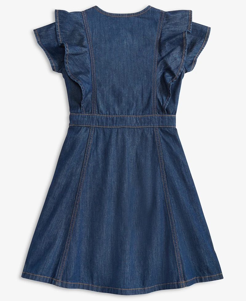 Calvin Klein Big Girls Flutter-Sleeve Denim Dress