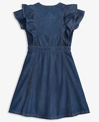 Calvin Klein Big Girls Flutter-Sleeve Denim Dress