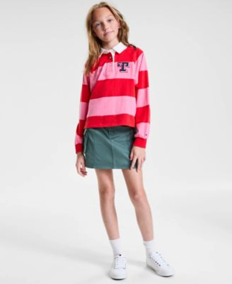 Tommy Hilfiger Big Girls Rugby Stripe Sweatshirt Cargo Skirt