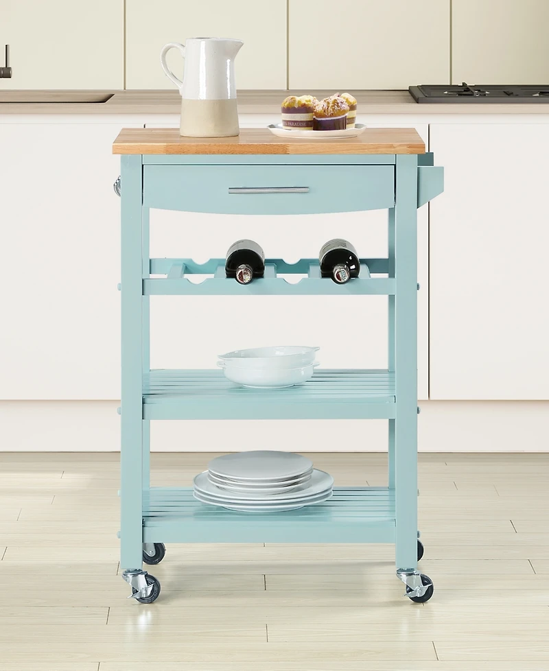Convenience Concepts Ellaine 24.75" Wood Butcher Block Kitchen Cart