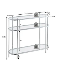 Convenience Concepts 9.5" Royal Crest 3 Tier Glass Oval Entryway Hall Table