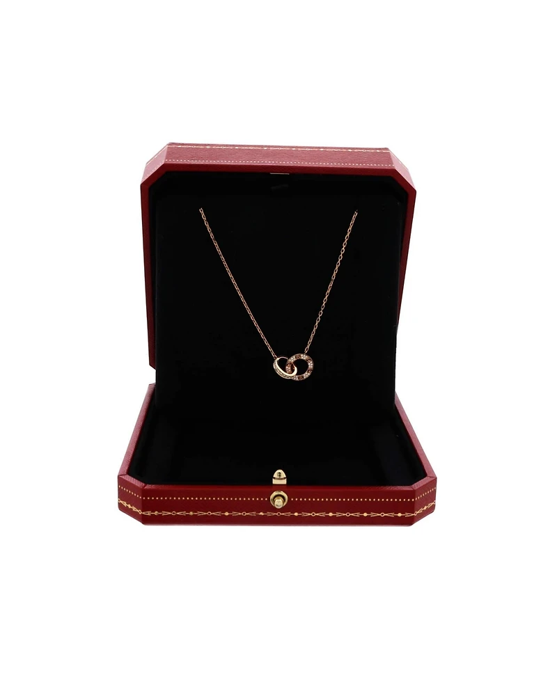 Pre-Owned Cartier Love Interlocking Pave Necklace 18K Rose Gold and Diamonds