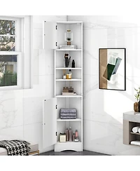 Casainc 66.9"H Tall Corner Cabinet with 2 Doors, Adjustable Shelves, Multi-Functional Storage