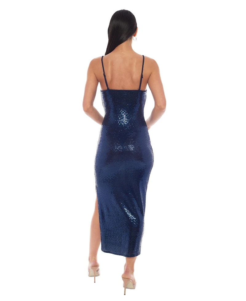 bebe Women's Disco Dot Maxi Tank Bodycon Dress