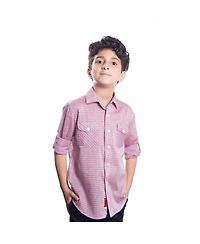 Elie Balleh Little Boys Red Slim Fit Striped Shirt For