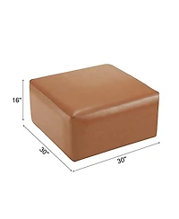 Modern Faux Leather Ottoman Square Footrest with Foam Cushion Modular Sectional Ottoman for Living Room Seating or Coffee Table Use-The Pop Home
