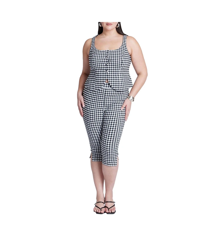 Eloquii Women's Gingham Capri Legging