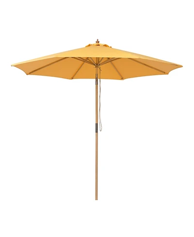 LAGarden 9Ft Patio Boho Market Patio Umbrella 260GSM Acrylic Fabric 5-Year-Non-Fading Resort Outdoor Market Buttercup Yellow