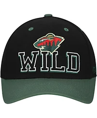 Mitchell & Ness Men's Black/Green Minnesota Wild Backside Script 2-Tone Pro Crown Adjustable Hat