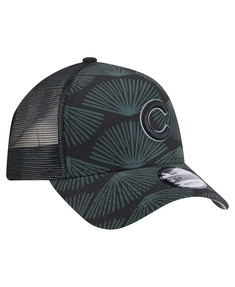 New Era Men's Black Chicago Cubs 9FORTY A-Frame Trucker Adjustable Hat