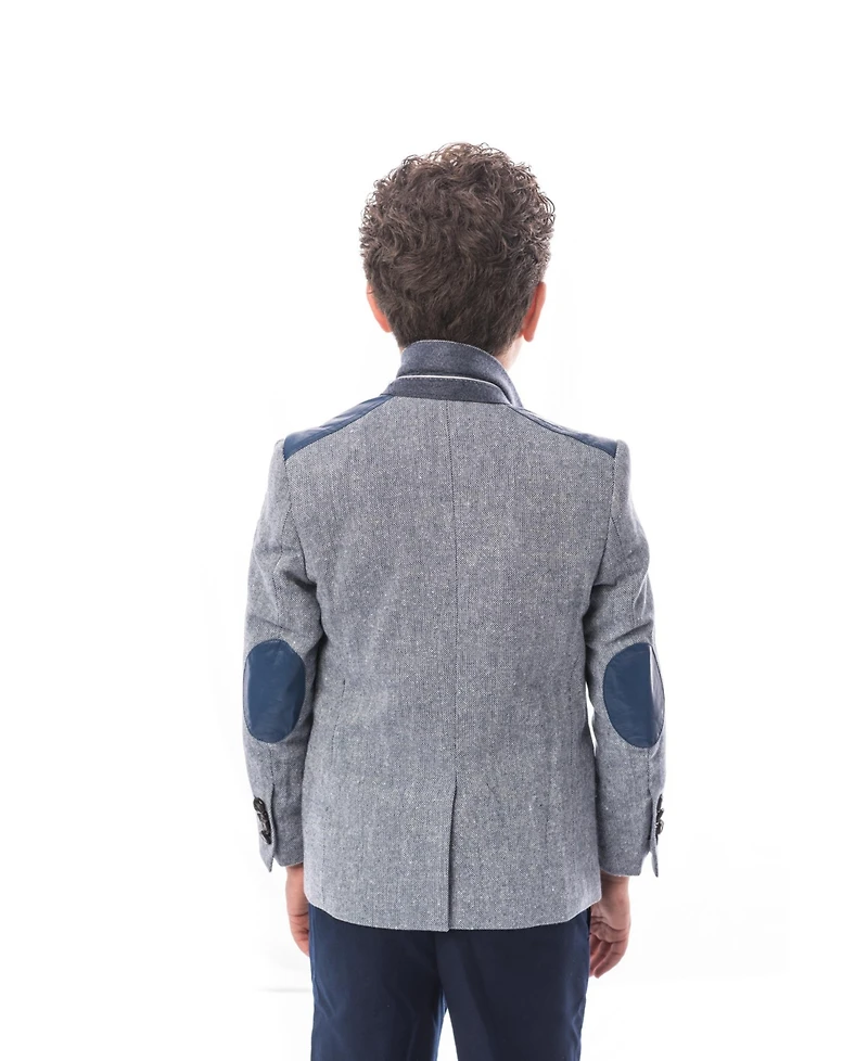 Elie Balleh Toddler Slim Fit Tweed & Faux Leather Blazer