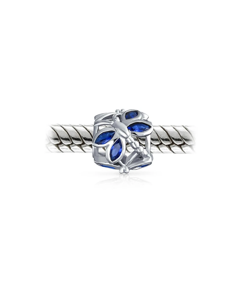 Bling Jewelry Blue Cz Butterfly Dragonfly Firefly Bead Charm Bead Fits European Bracelet Sterling Silver