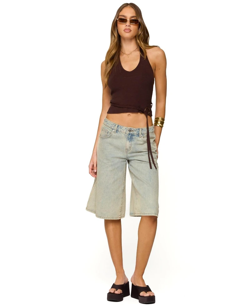 Edikted Women's Kez Belted Knit Halter Top