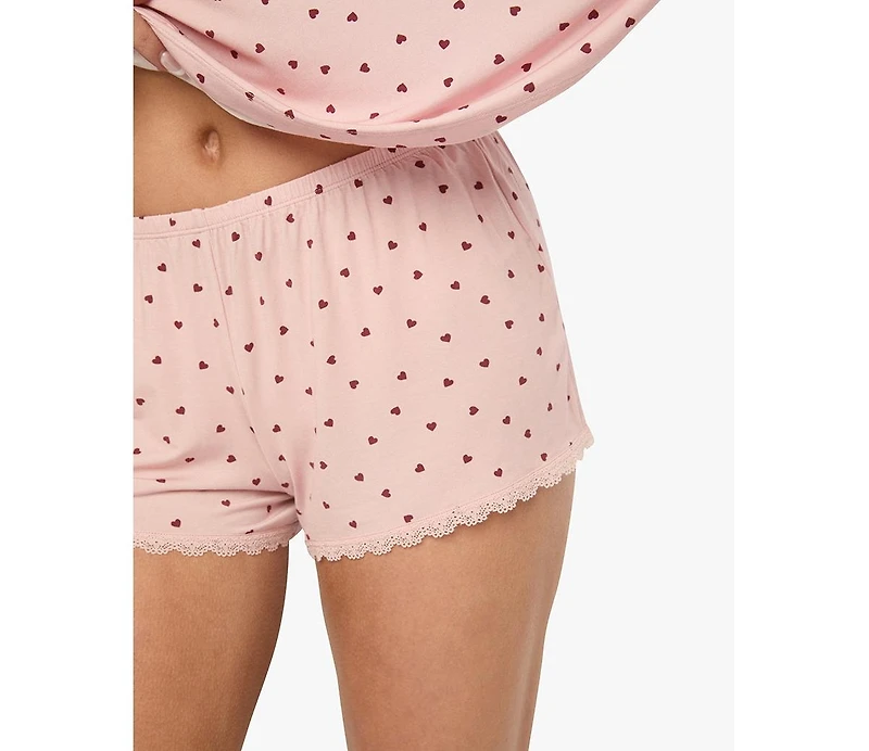 WeWoreWhat Women's Lace Trim Sleep Shorts