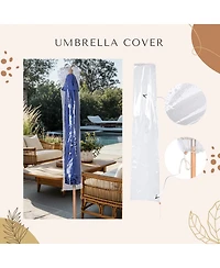 LAGarden 9Ft Patio Boho Market Patio Umbrella 260GSM Acrylic Fabric 5-Year-Non-Fading Resort Outdoor Market Hyacinth Blue