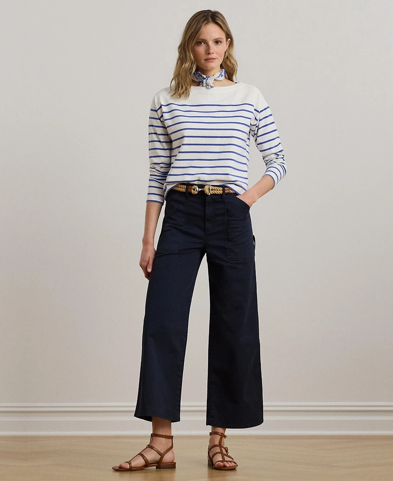 Lauren Ralph Women's Stretch Chino Wide-Leg Cropped Pants