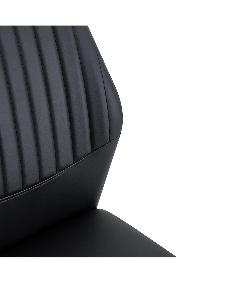 Black Pu Dining Chairs - Set of 6, Metal Legs, Stripe Back