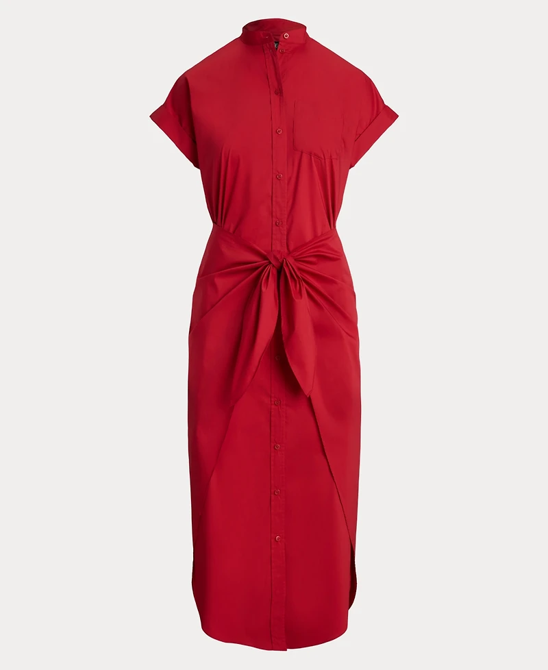 Lauren Ralph Women's Tie-Front Cotton-Blend Shirtdress
