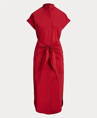 Lauren Ralph Women's Tie-Front Cotton-Blend Shirtdress